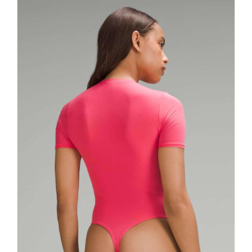 NWT Lululemon Ultra-Soft Nulu Short-Sleeve Crew Thong Bodysuit Glaze Pink Size M - Picture 2 of 8